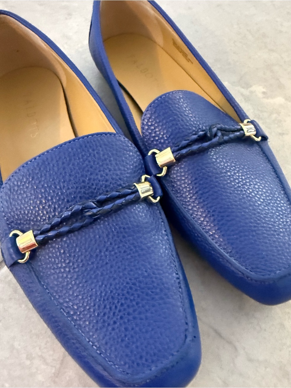 Talbots Royal Blue Braided Bit Leather Loafers Flats 9 - Picture 10 of 11